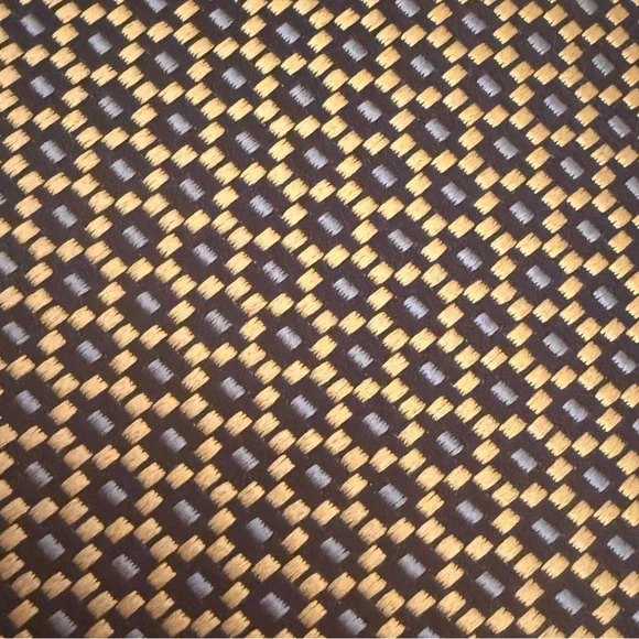 Charvet Silk Navy, Pale Blue and Beige/Gold Geometric Tie Excellent Condition